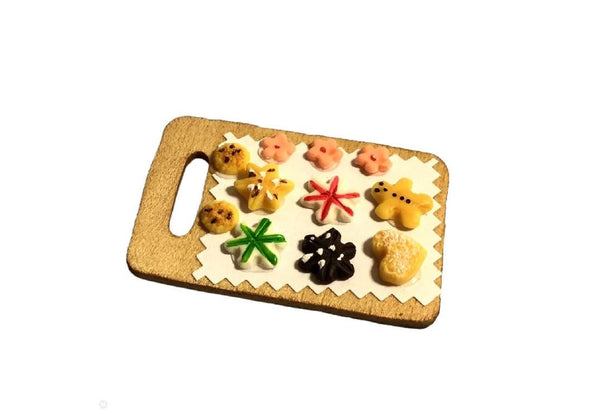 Miniature Tray with Holiday Cookies, Dollhouse Bakery, Mini Christmas Cookies