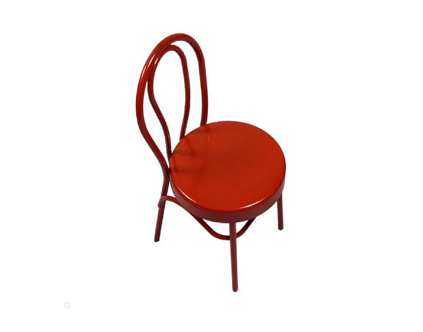 Red Metal Dollhouse Chair, Dollhouse Kitchen Chair,  Miniature Red Retro Diner Chair, Dollhouse Furniture