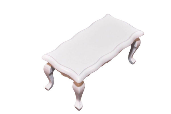 Dollhouse White Queen Ann Coffee Table, Miniature White Accent Table