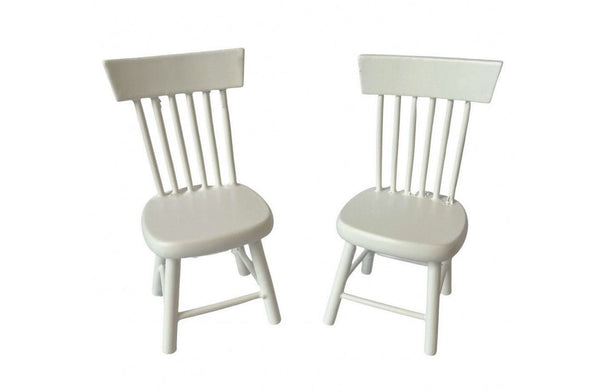 Pair of White Dollhouse Chairs, Miniature White Kitchen Chairs, 1:12 Chairs