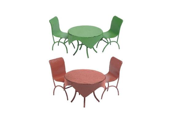 Choice of Red or Green Miniature Table and Chairs, Retro Table Set