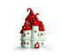 Miniature Red Mushroom Castle, Fairy Garden House with 5 Red Roofs, 5.5" House