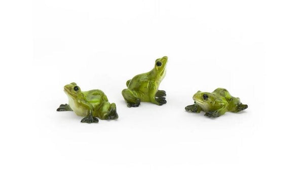 Miniature Frogs, Micro Mini Set of 3 Green Resin Frogs, Terrarium Frogs , Animal Cake Topper