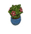 Miniature Red Flowers in a Blue Pot, Resin Flower Miniature, Dollhouse Garden Pot